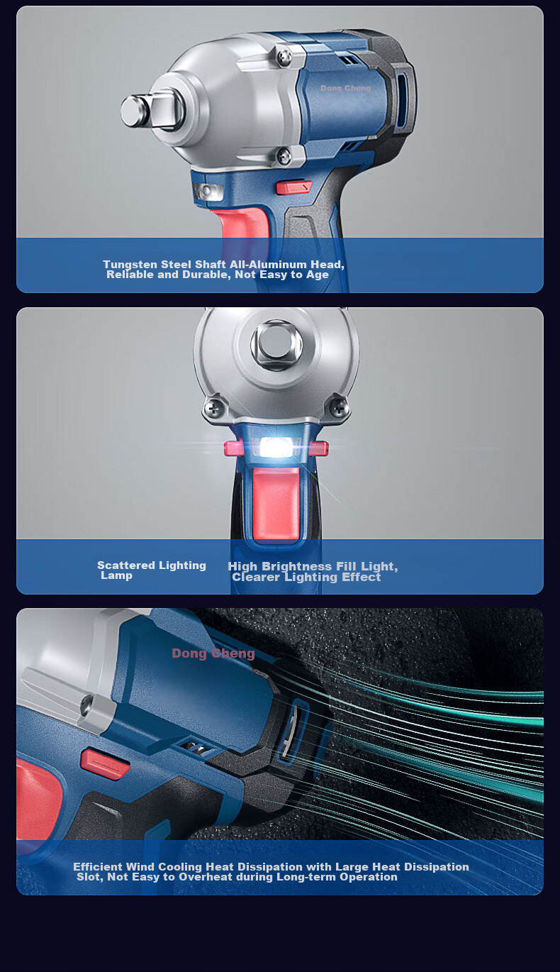 Dongcheng 20V Brushless Impact Drill, Electric Drill, Wrench, Four-In Lithium Battery Hammer Drill, Angle Grinder, Cutting Machine Package WCKIT18B 16