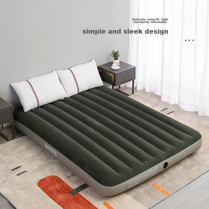 INTEX Single Inflatable Mattress, Camping Outdoor Moisture-Proof Mat, Home Care Companion Nap Sleeping Pad, Foldable Air Bed 64106