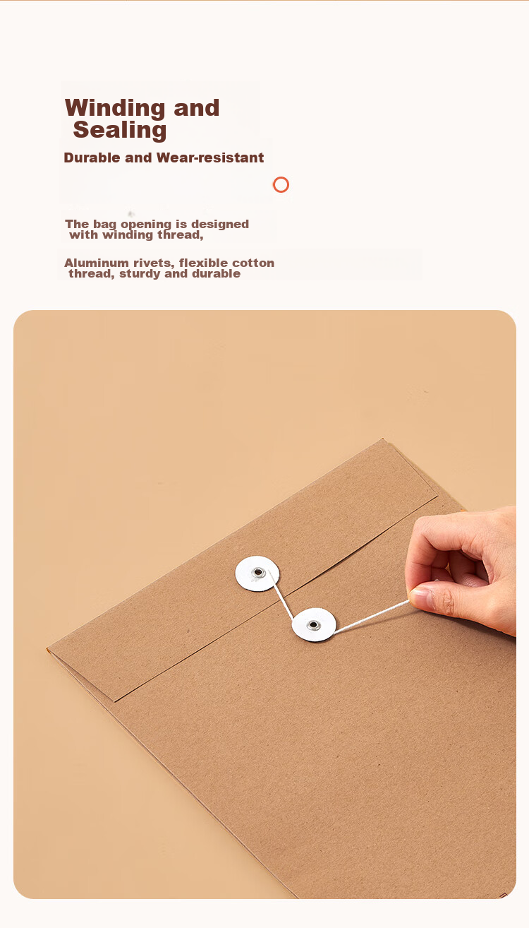 COMIX 50-Pack 175g A4 Vertical Kraft Paper File Folders, 4cm Side Width Document Envelopes/briefcase for Bidding, Tender Documents, Contracts, Receipts Office Stationery EA6074 4