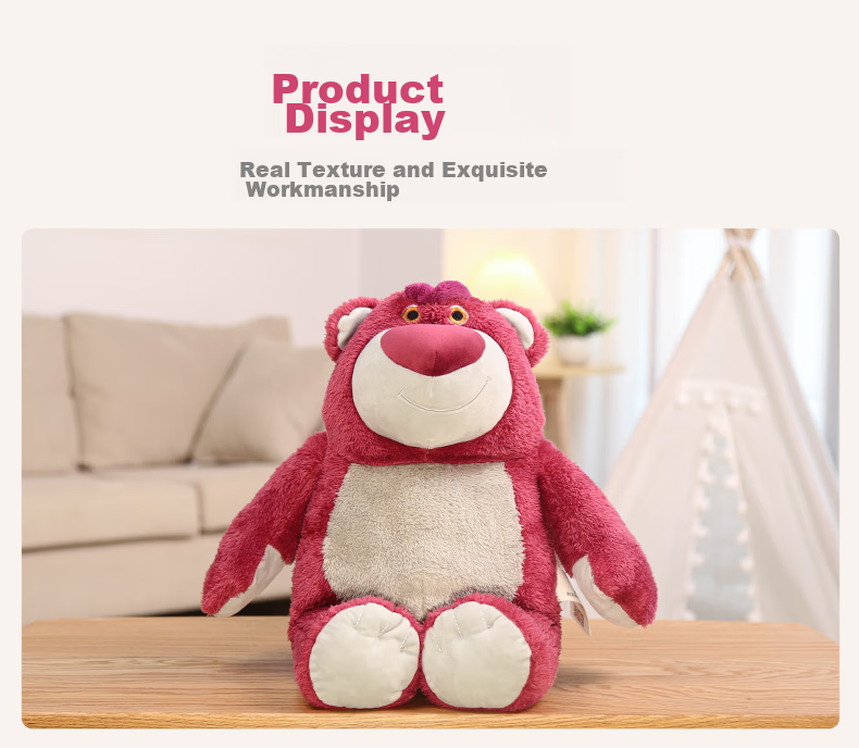Disney Strawberry Bear Plush Toy Doll, Valentine's Day Gift for Girlfriend, Stuffed Animal Pillow, Birthday Present for Girls 6