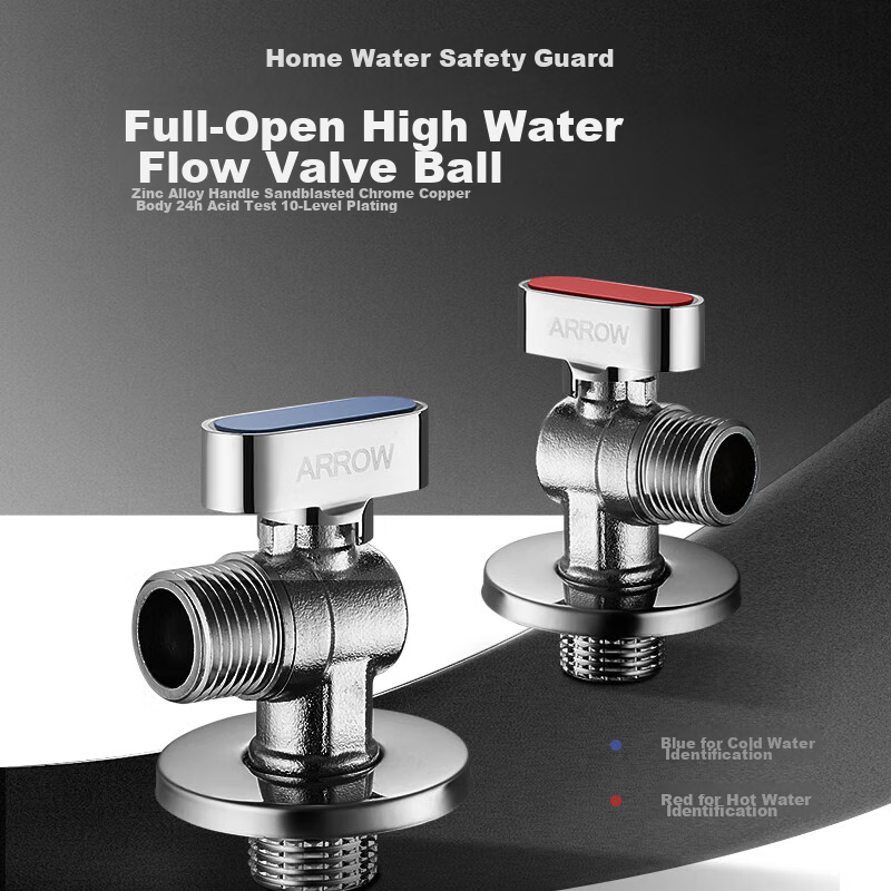 ARROW Copper Angle Valve, Spherical Valve Core, Full-Open High-Flow Ball Valve, Gas Water Heater, Wall-Mounted Boiler, V-Shaped Valve AE5280CP-C