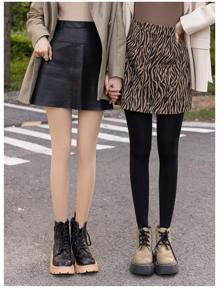 LangSha Women's Leggings for Outdoor Wear, Bare-Leg Effect, Spring Autumn Winter Fleece-Lined Thick Warm Cotton Pants Socks, Two Pairs of Thick Autumn Pants 18
