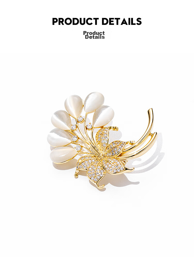 Qlady Cat Eye Flower Brooch, High-End Women's Light Luxury Elegant Pin, Scarf Buckle Accessory, Mid-Autumn Festival Birthday Gift 3