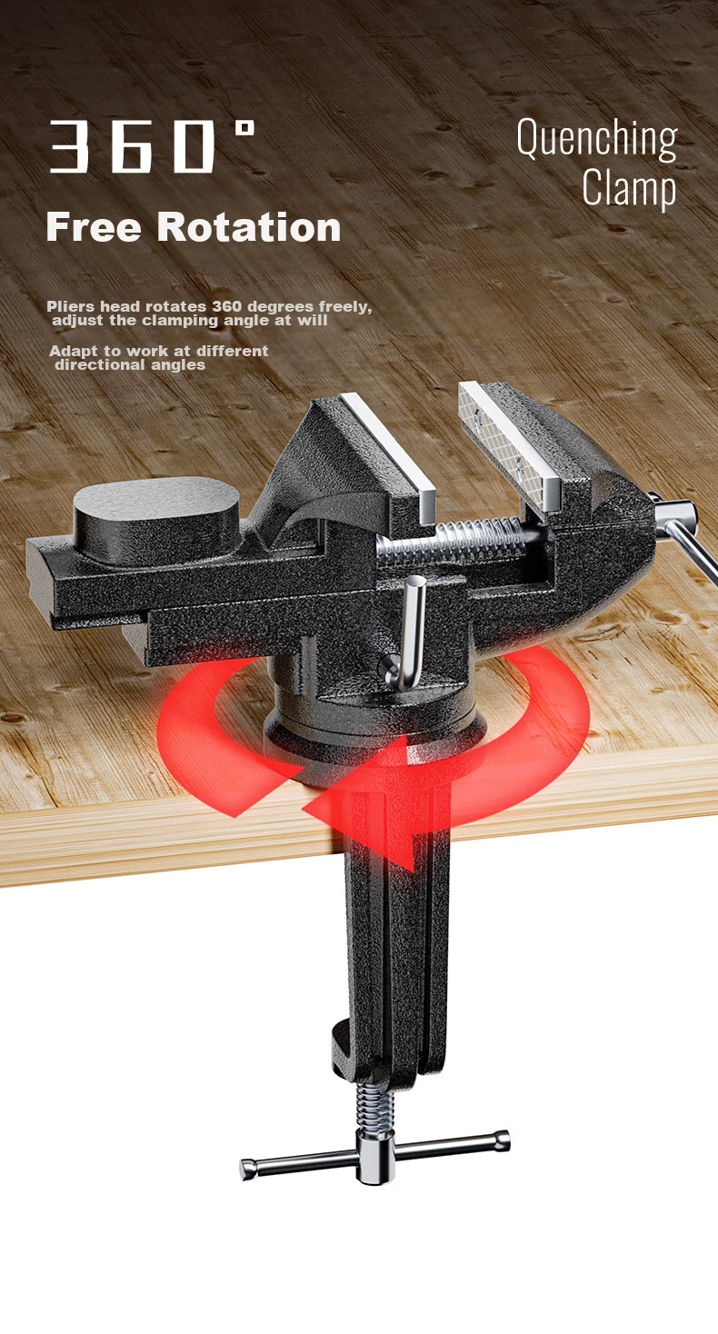 DELIXI Bench Vise, Small Multi-Functional Household Vise, 360° Rotatable Bench Vise Table, Workbench Mini Bench Vise 5