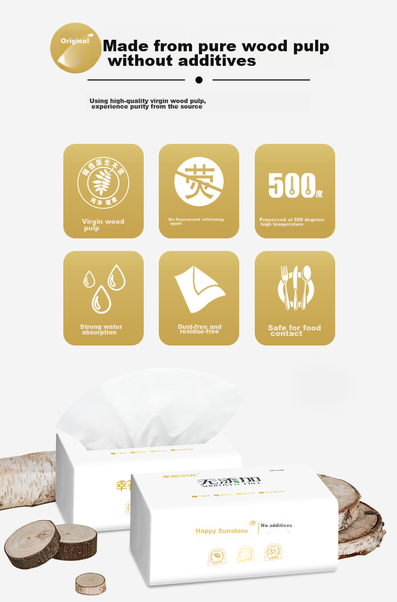 Sunelement Facial Tissues, No Additives Series, 3-Ply 120 Sheets * 24 Packs, Economical Household Pack for Napkins, Face Towels And Hand Wipes 3