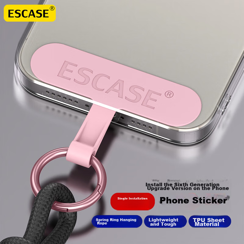 ESCASE Phone Lanyard Clip, Fixed Card Holder, Phone Case Clip, TPU Patch, Chain Connector Pad, Hanging Ring, Anti-Loss Device, PT-M03Pro Pink