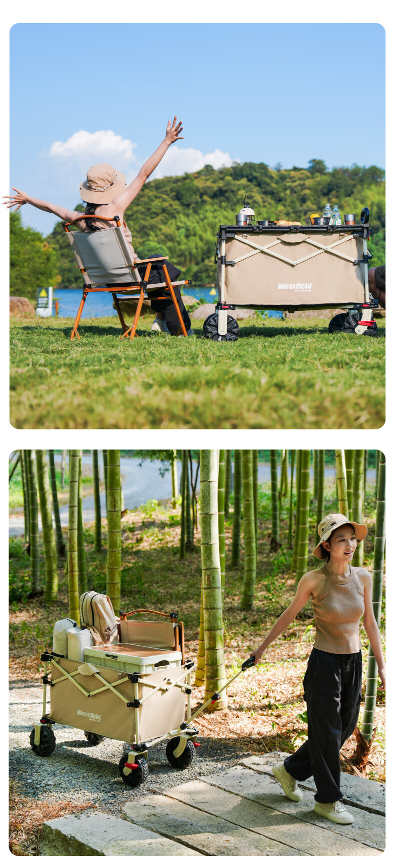 Westfieldoutdoor Folding Outdoor Camping Cart, High-Top Gathering And Heightening, Picnic Trolley, Stroller for Kids And Shopping, Pet Cart 14