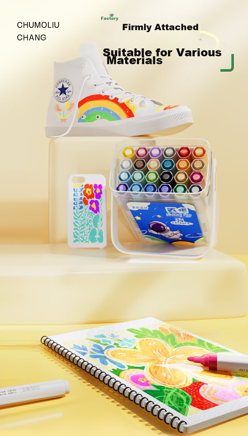 BGI-WAPM Acrylic Markers Waterproof Drawing Shoes Hand-Drawn DIY Graffiti Pen Set Paint Brushes for Clothes T-Shirt Stone Wood Glass Coloring Paint Water-Based Watercolor Pens Silver 3-Piece Set Art Educatio 8