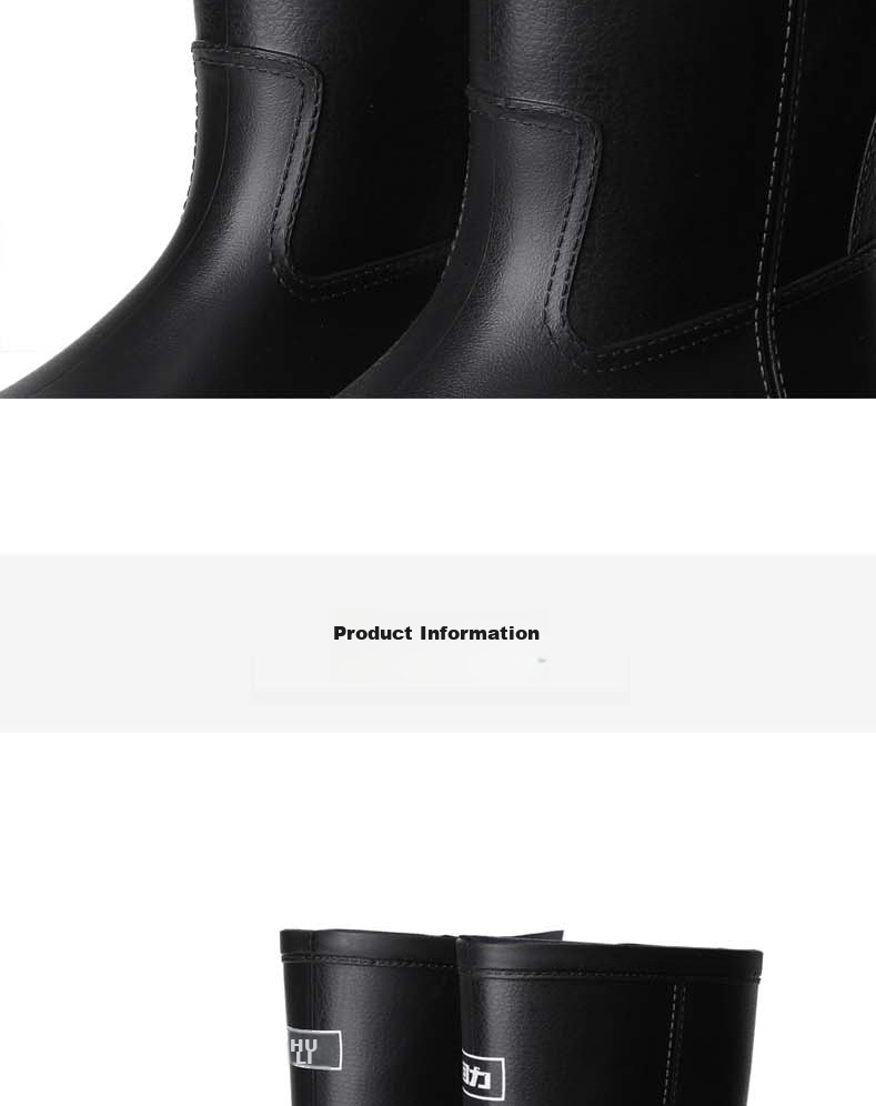 Huili Men's Stylish Rain Boots, Water Shoes, Outdoor Waterproof Non-Slip Wear-Resistant Comfortable Overshoes HL8128 High-Top Black Size 44 15