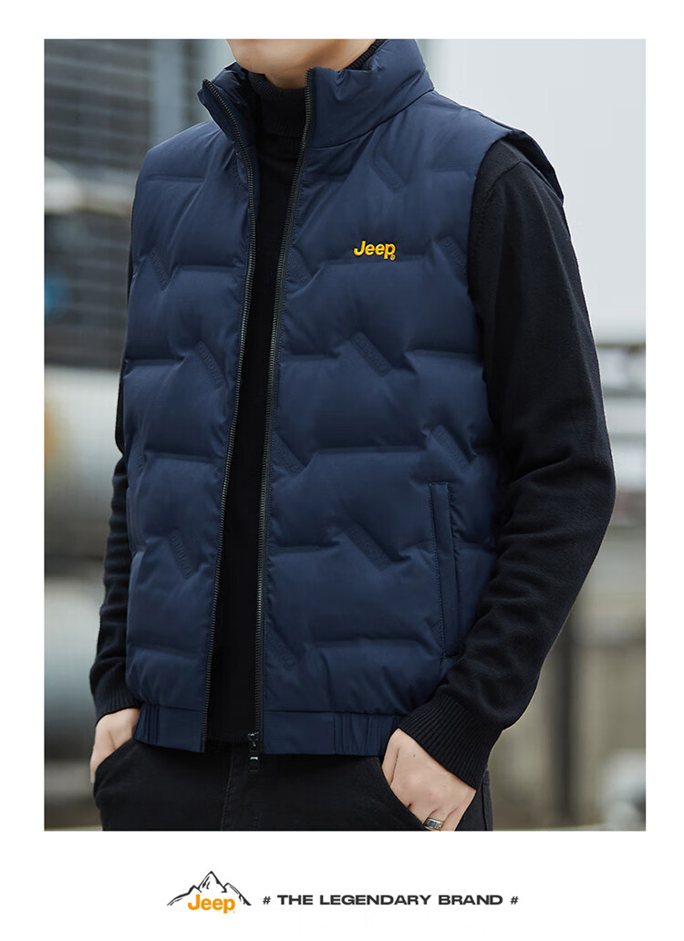 JEEP down Vest for Men, Winter Thickened Warm Jacket, Casual Waistcoat Clothing for Men, Black, M 10