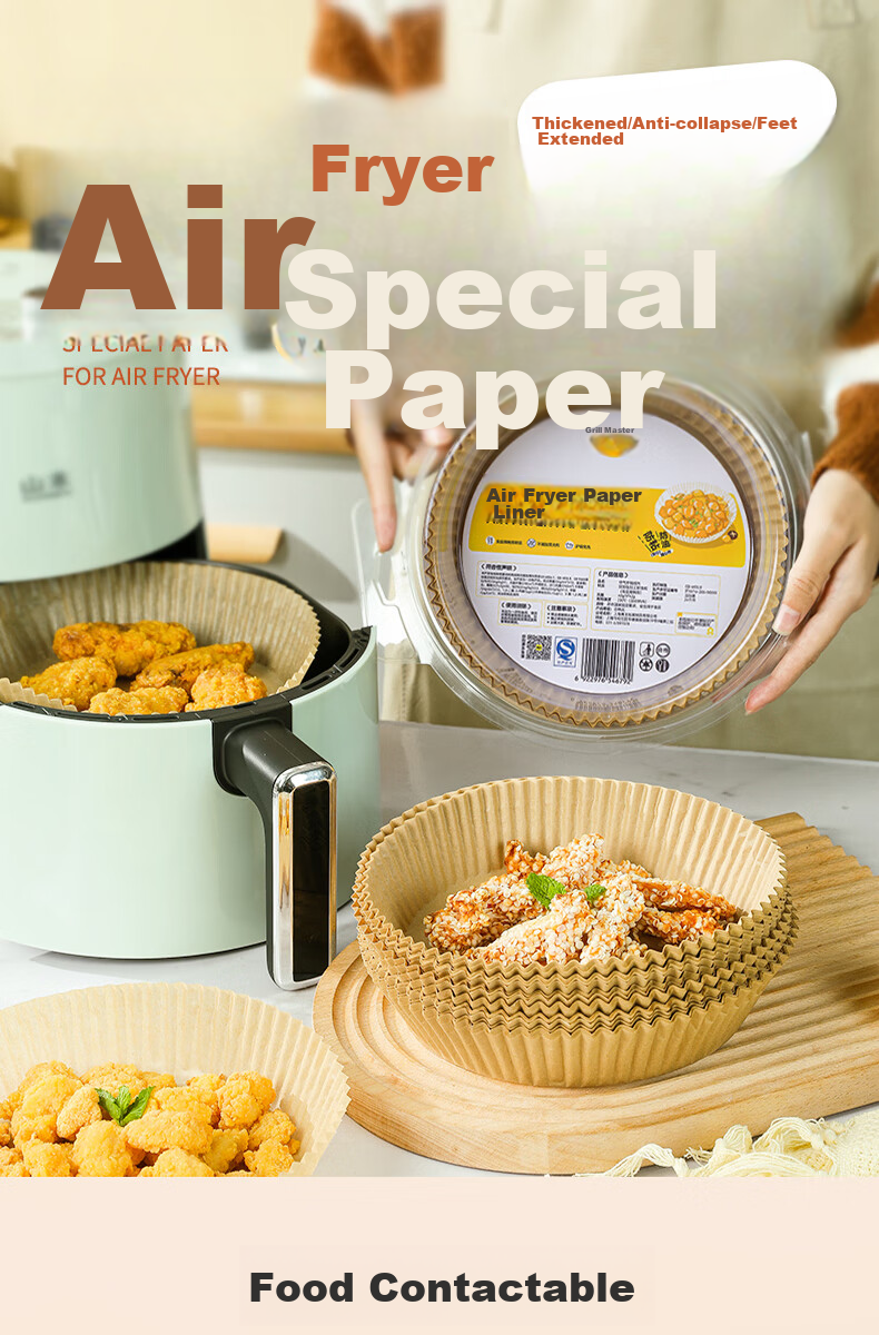 Kaulus Air Fryer Paper Trays, Baking Tools for Home Oven, Silicone Oil Paper Bowls And Plates, 100 Square Paper Trays 3