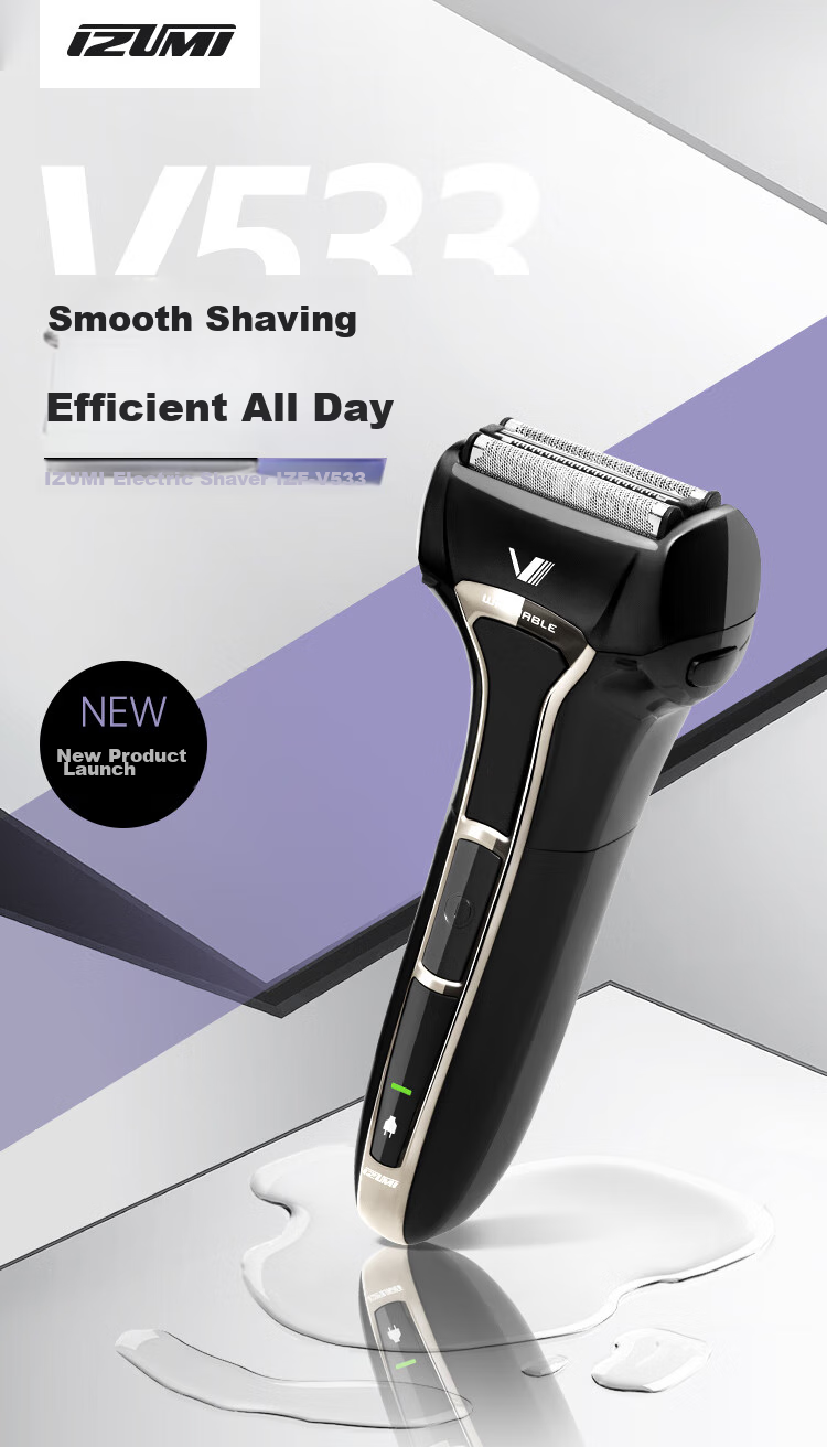 IZUMI Electric Shaver V743R Waterproof Durable 4-Blade Imported Razor with Sideburn Trimmer for Outdoor Use Gift for Boyfriend Husband Father 1