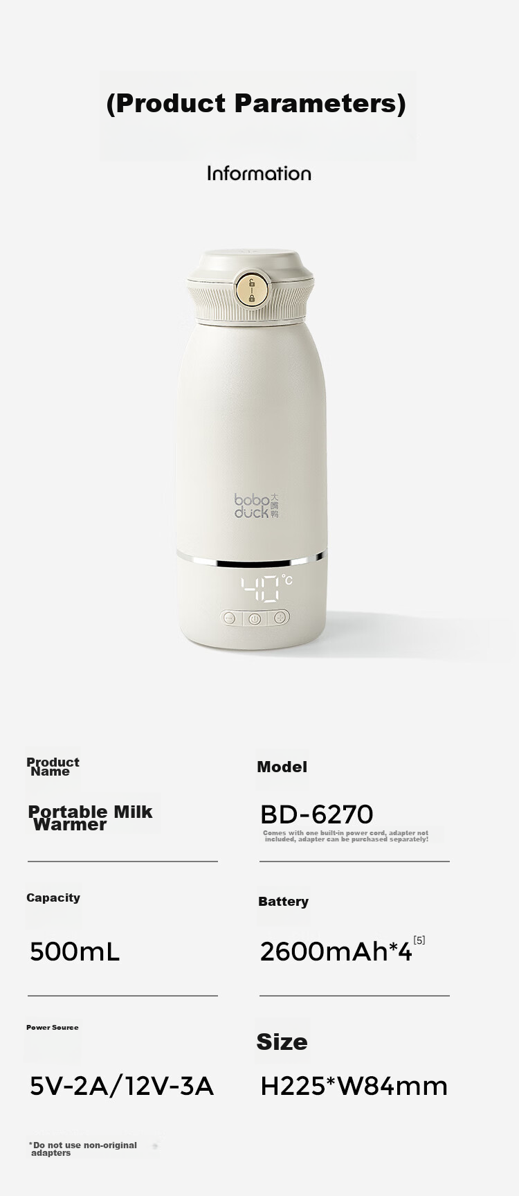 Boboduck Constant Temperature Kettle for Babies, Portable Milk Heating Cup, Thermos for Outings And Formula Preparation BD6270 23