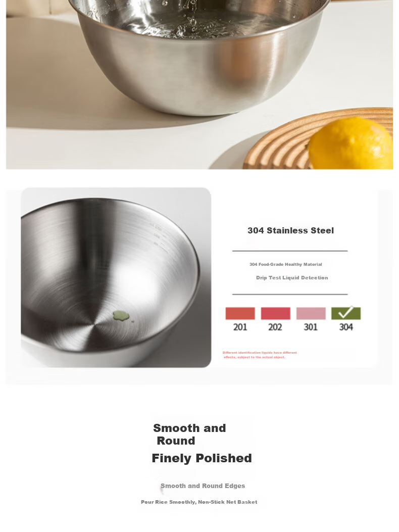 Dipuer 304 Stainless Steel Colander, Draining Basket, Kitchen Fruit Washing Basin, Water Strainer, Rice Washing Tool, Rice Sieve 6