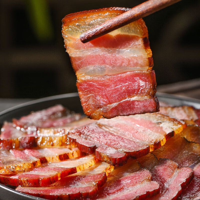 蜀腊人家老腊肉四川风味特产柴火烟熏川式老熏五花肉年货送礼烹饪食用496g