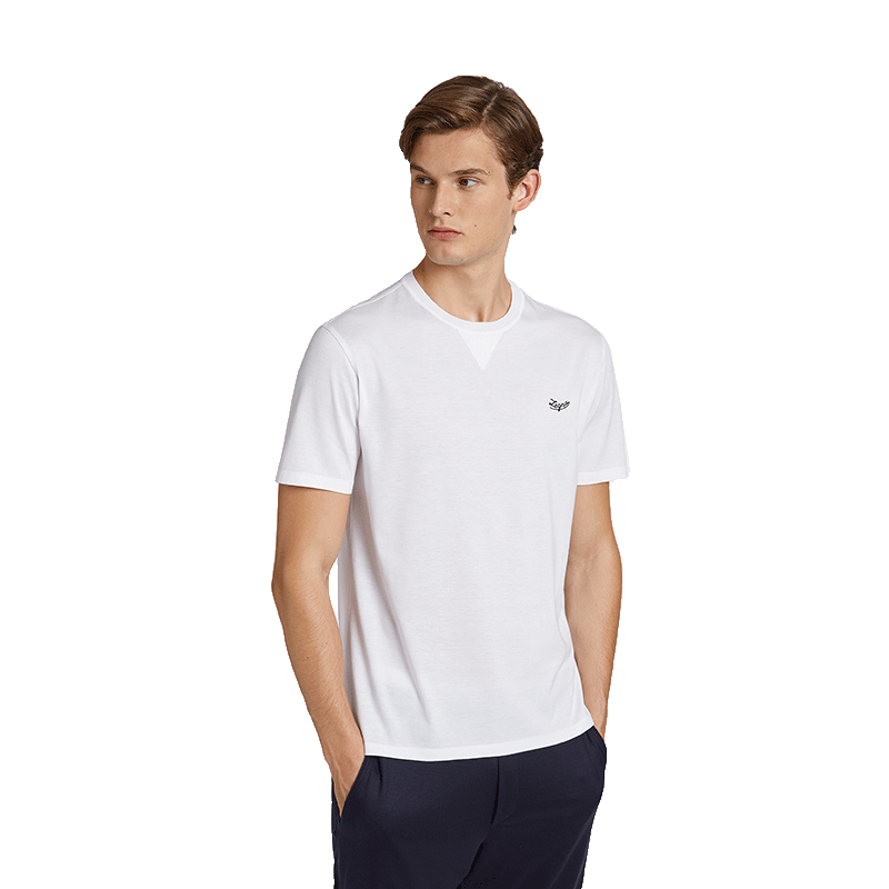 【杰尼亚短袖t恤】杰尼亚(zegna) 【冬日礼物】 男士白色复古徽标刺绣