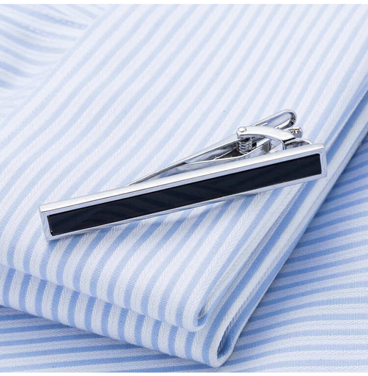 GLO-STORY Necktie Clip for Men, Formal Necktie Clip, Fashionable Minimalist Business Necktie Clip Gift Box Set MLJ934062 Silver A 23