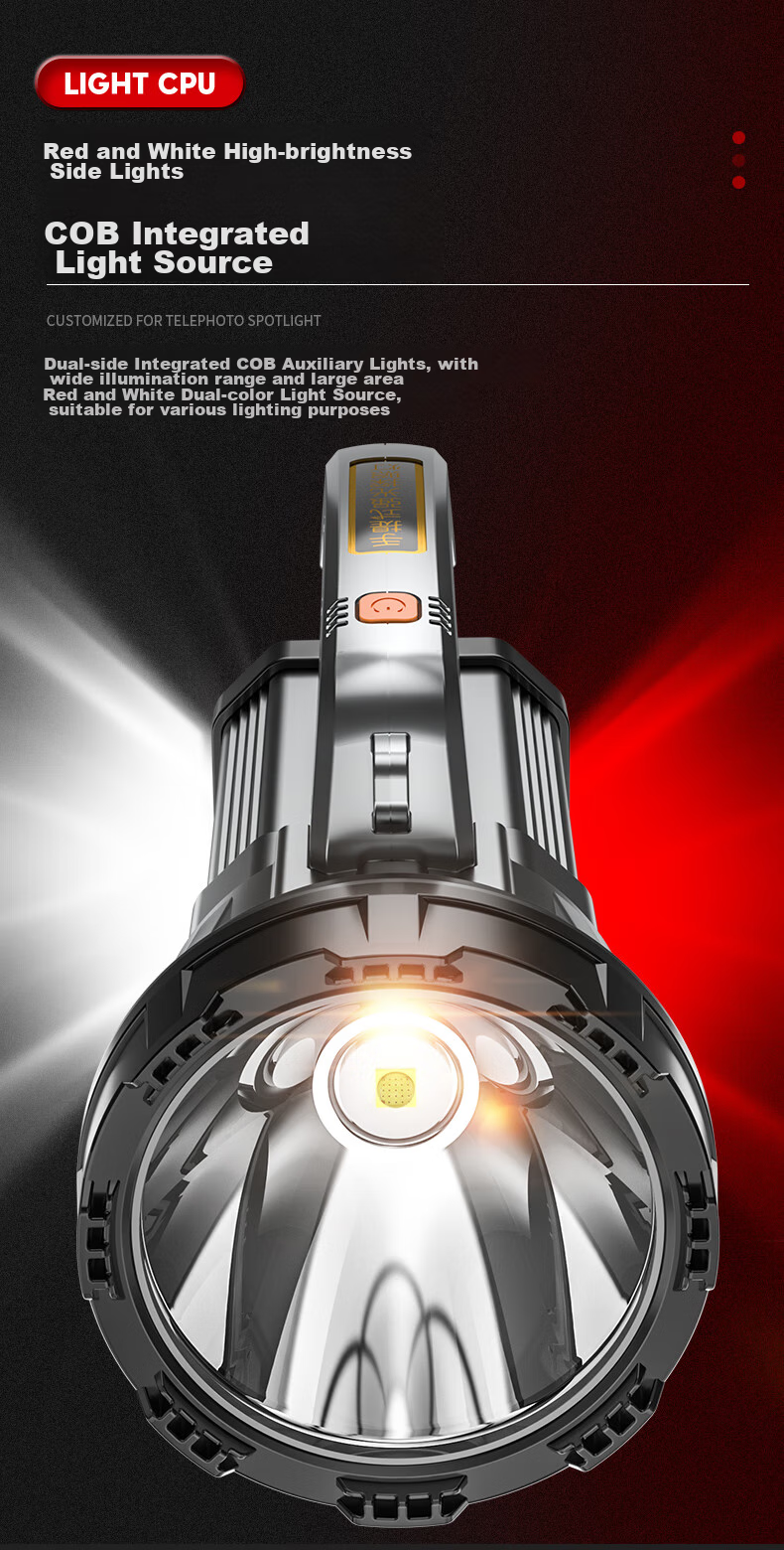 SHENYU Solar-Powered High-Intensity Flashlight, Emergency Handheld Lamp, Long-Range Rechargeable High-Power Ultra-Bright Patrol Light 6
