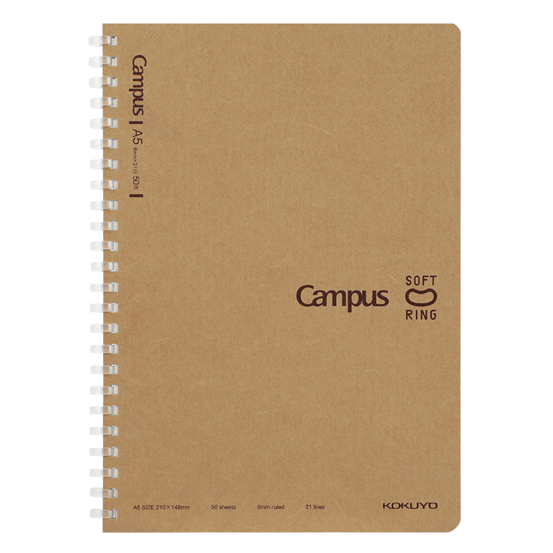 KOKUYO Campus Student Soft Spiral Notebook, A5 Size with 50 Sheets, Lined Paper, WCN-CSR3510