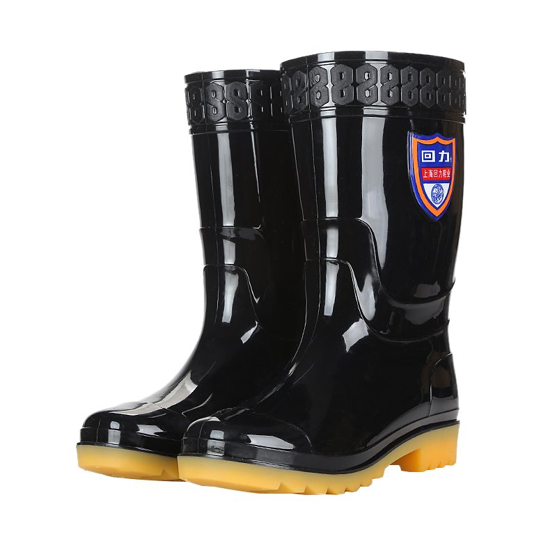 Huili Men's Outdoor Rain Boots, Waterproof Non-Slip Rubber Shoes for Beach Combing And Food Delivery, Durable Water Shoes, 67-1 Black Mid-Calf Size 42