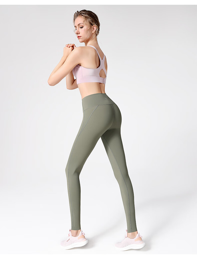 CAMEL High-Waisted Seamless Women's Tight Yoga Running Fitness Pants Y1W140L624A5, Sea Cypress Green, M 15