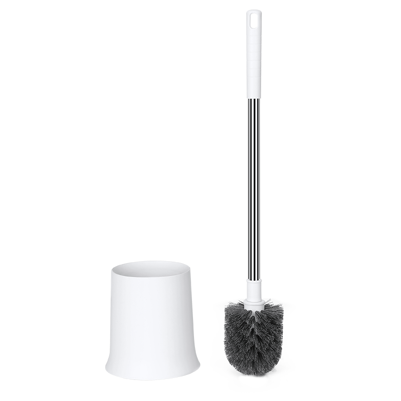 LYNN Toilet Brush Set, Bathroom Cleaning Brush, Long Stainless Steel Handle Toilet Brush with No Dead Angles