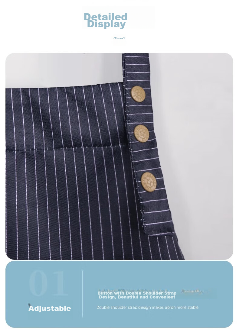 PINYU Apron, Kitchen Waterproof And Oil-Resistant, Household Cover-Up, Adjustable Workwear, Labor Protection, Housework, Cooking, Cleaning Master, Blue 8