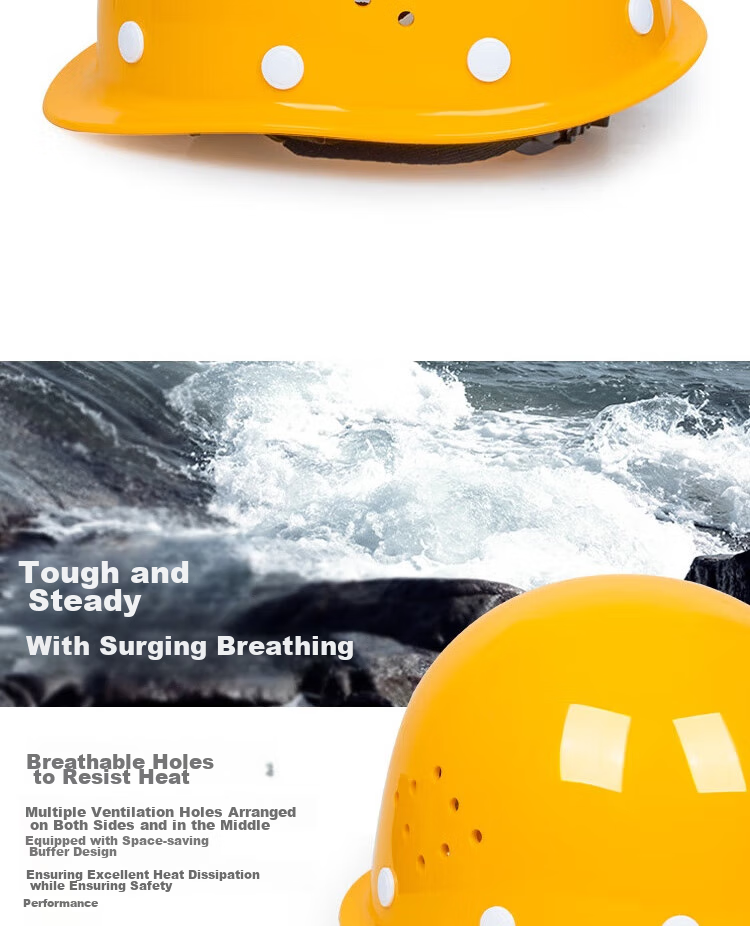 Dunshou Safety Helmet, Industrial Hard Hat, Impact-Resistant And Breathable, Round Yellow 3