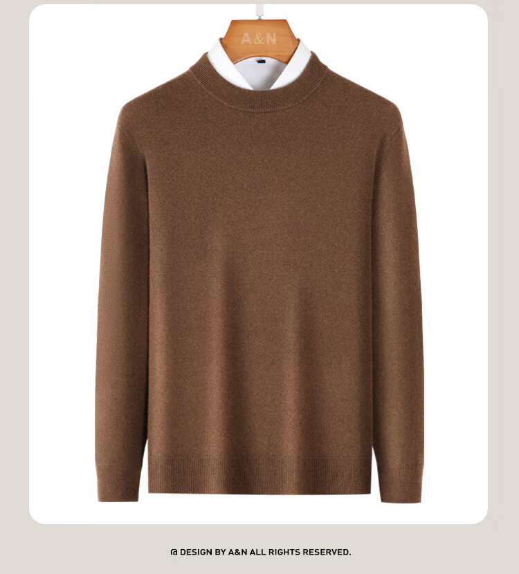 Antonio [10.2% Cashmere + 89.8% Wool] Premium Red Wool Sweater Solid Color Versatile Base Layer Knitwear 2