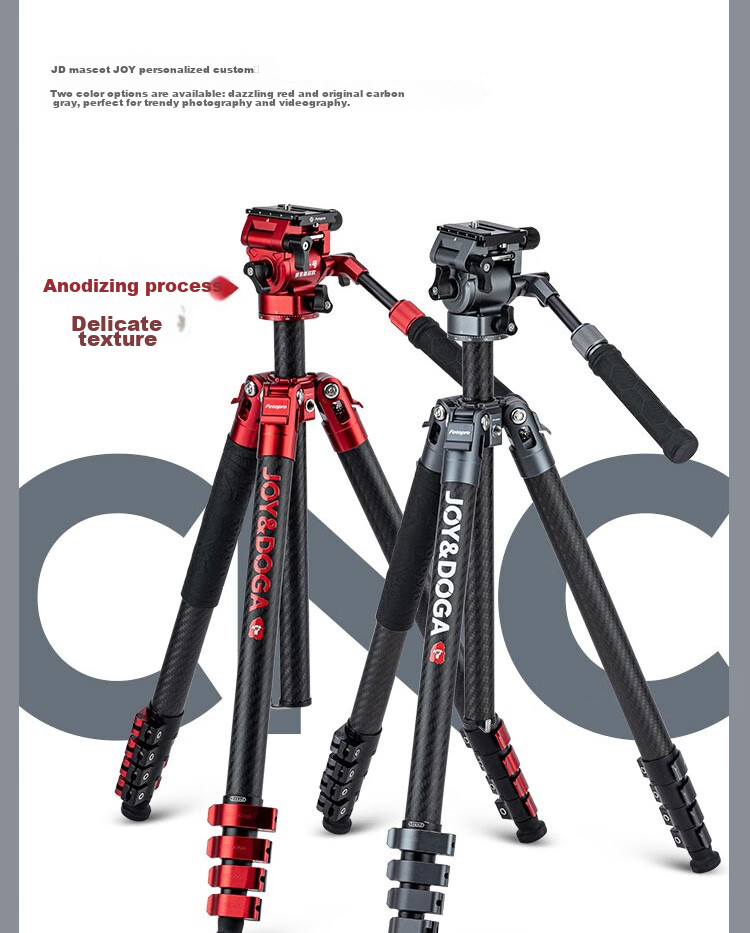 Fotopro X Joy Collaboration Edition, Flying One, Horizontal And Vertical Shooting Hydraulic Head, Carbon Fiber Camera Mirrorless Photography And Videography Tripod, Original Carbon Gray, Includes Phone Clamp 7