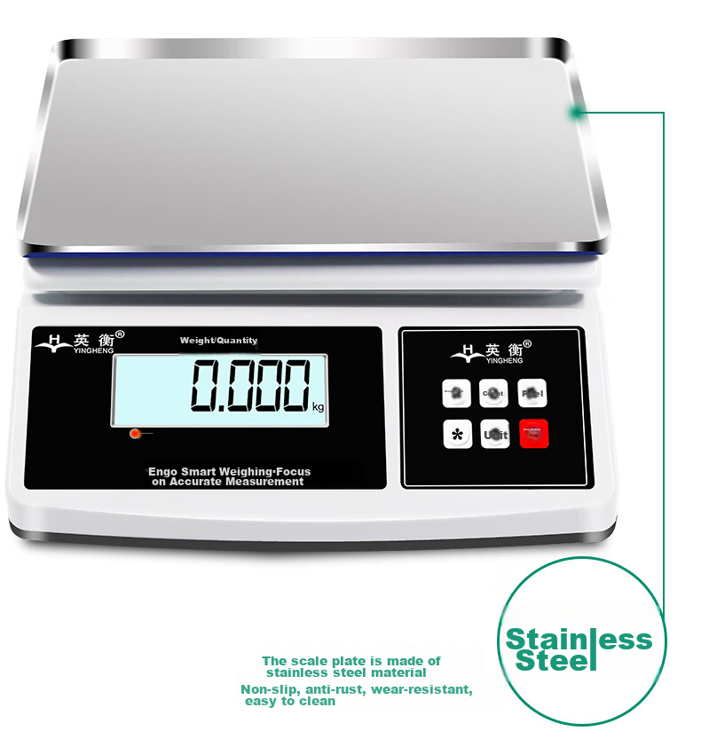 Yingheng Industrial Precision Electronic Scale, High-Accuracy Electronic Platform Scale, Kilogram Scale, 30kg Capacity 15
