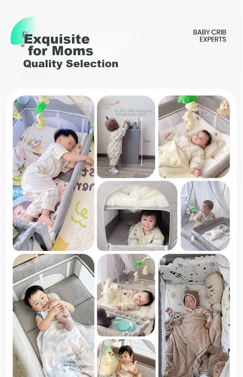 Leyunbaby Multifunctional Foldable Baby Crib, Portable Changing Table, Mobile Baby Soothing Station, Full Moon Gift 15