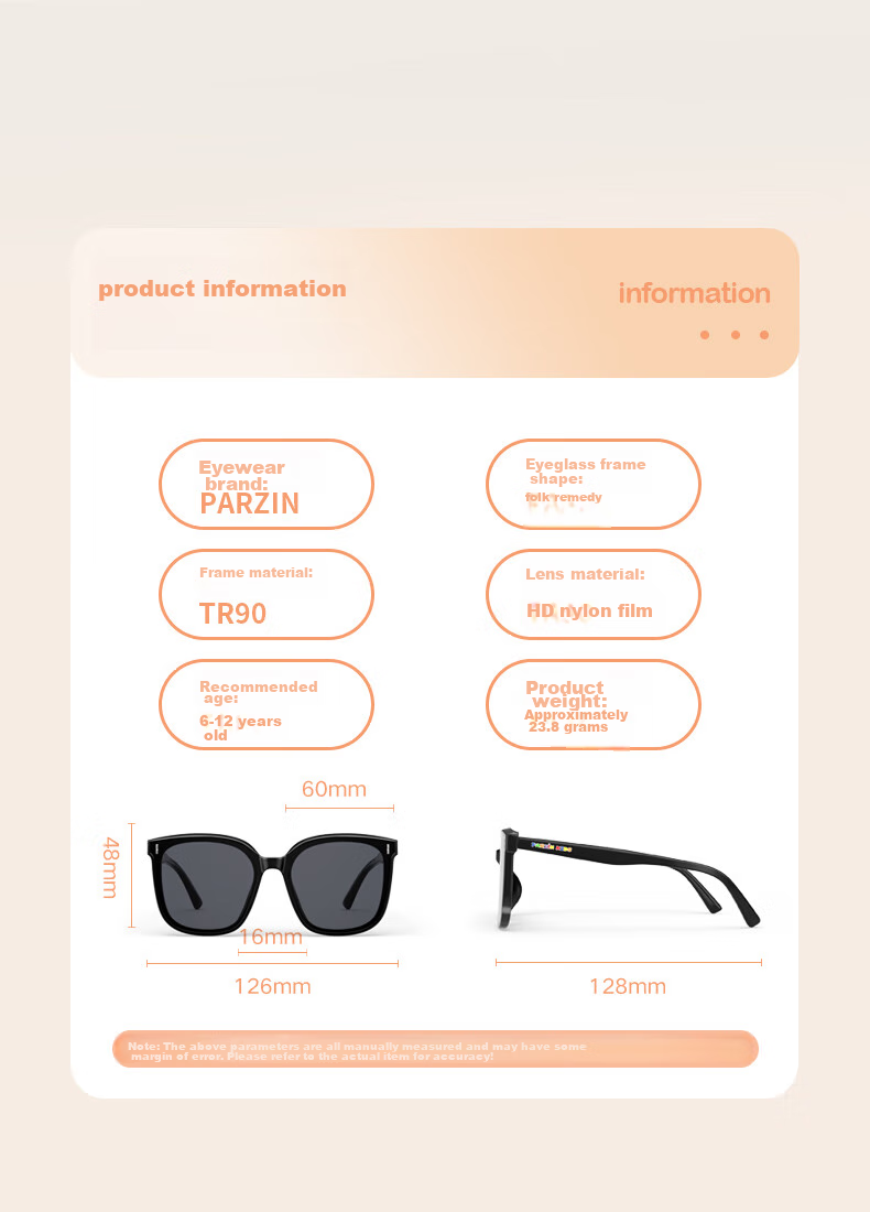 PARZIN Children's Sunglasses, Fashionable TR Square Frame Glasses for Boys And Girls, Outdoor Sun Protection Sunglasses for Ages 8-12 PZ21039 7