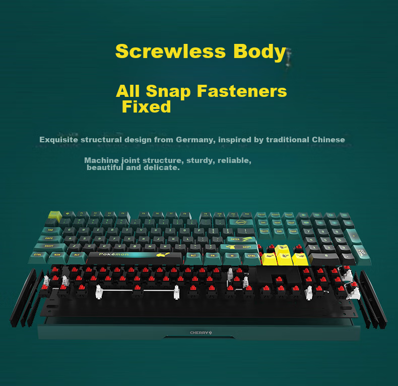 CHERRY MX3.0S Mechanical Keyboard Pikachu IP Collaboration Edition Pokemon Gift Box Wired 108-Key Keyboard with Alloy Shell for Computer, Office, Gaming And E-Sports 7