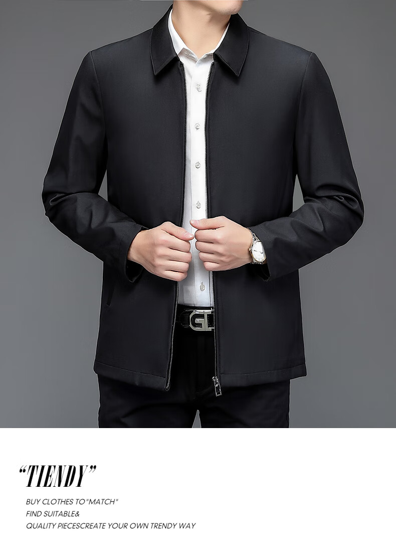 Hengyuanxiang Administrative Jacket for Men, Spring And Autumn Season, Middle-Aged Men's Business Casual Dad's Outerwear, Middle-Aged And Elderly Men's Clothing, Lapel Top 17