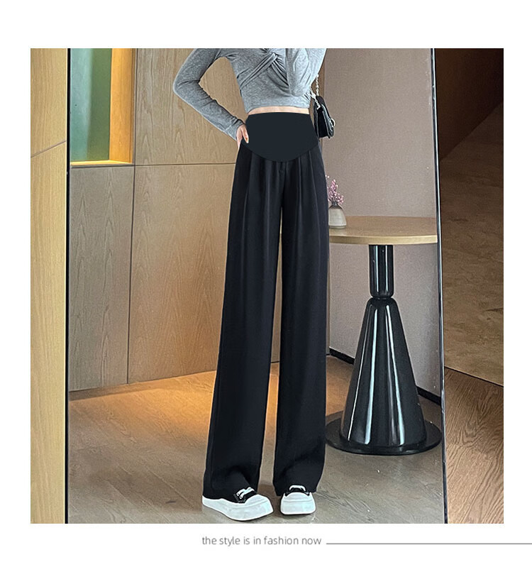 JOYNCLEON Maternity Pants Summer Thin Wide-Leg Suit Pants Comfortable Maternity Trousers Black XL JYK176497 11