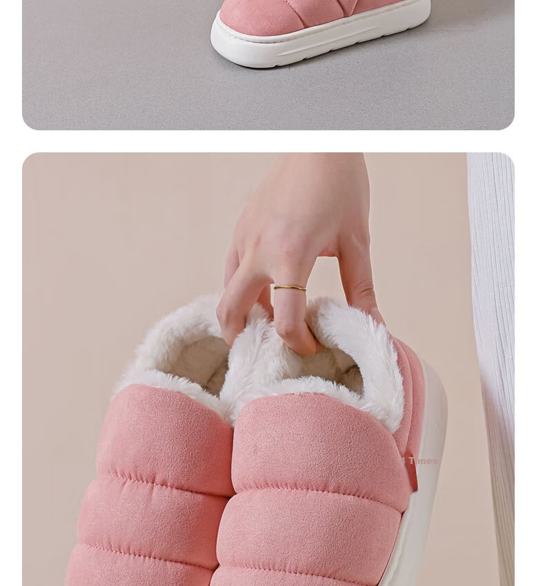 Huili Cotton Slippers with Cotton Lining, Warm And Thick, Suitable for Indoor And Outdoor Wear, Non-Slip, HL0795, Pink, Size 38-39 25