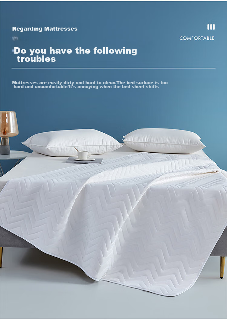 LUOLAI Home Textiles Soybean Mattress Pad, Antibacterial And Anti-Mite Fitted Sheet, Machine Washable Thin Pad, 150*200cm, White 7
