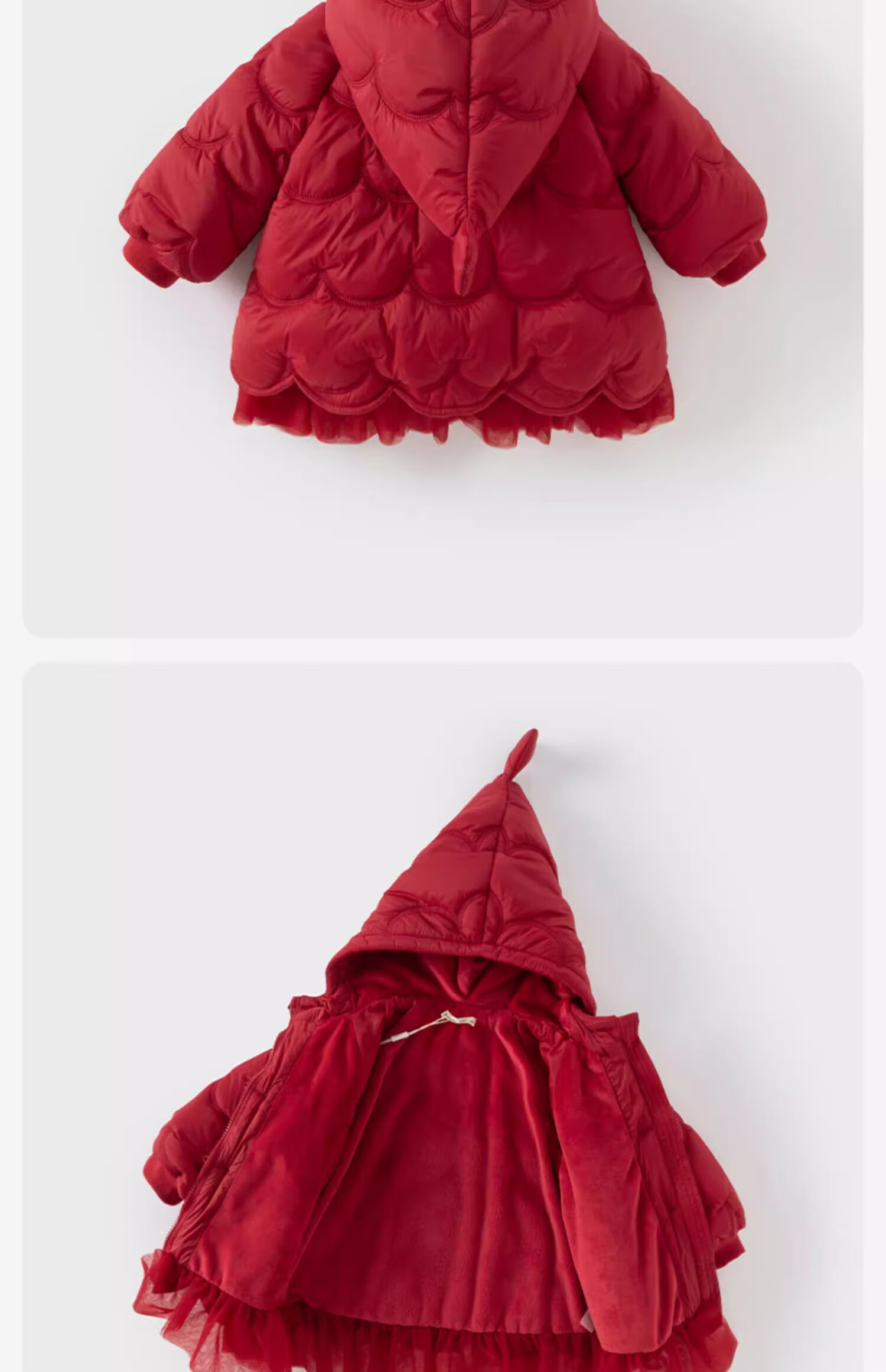 David Bella Kids Winter Cotton Jacket Girls Chinese Style Waterproof Hooded New Year Red Festival Coat 6
