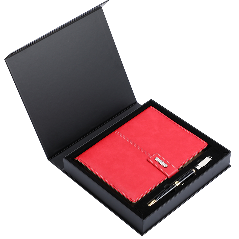 Jiaranheng Teacher's Day Gift Loose-Leaf Notebook Business Notebook Gift Box Set High-End Simple A5 Journal Gift for Meetings Commemorative Item Customizable Logo USB Drive Upgraded Version Red