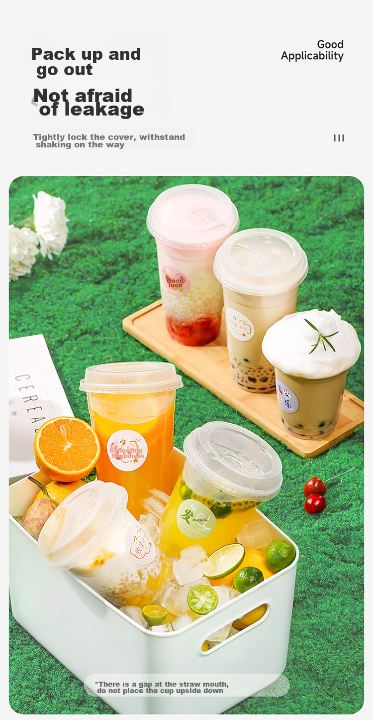 MARYYA Disposable Milk Tea Cups with Lids, 360ml*20 Sets, Thickened Coffee Cups, Plastic Cups for Juice And Cold Drinks 11