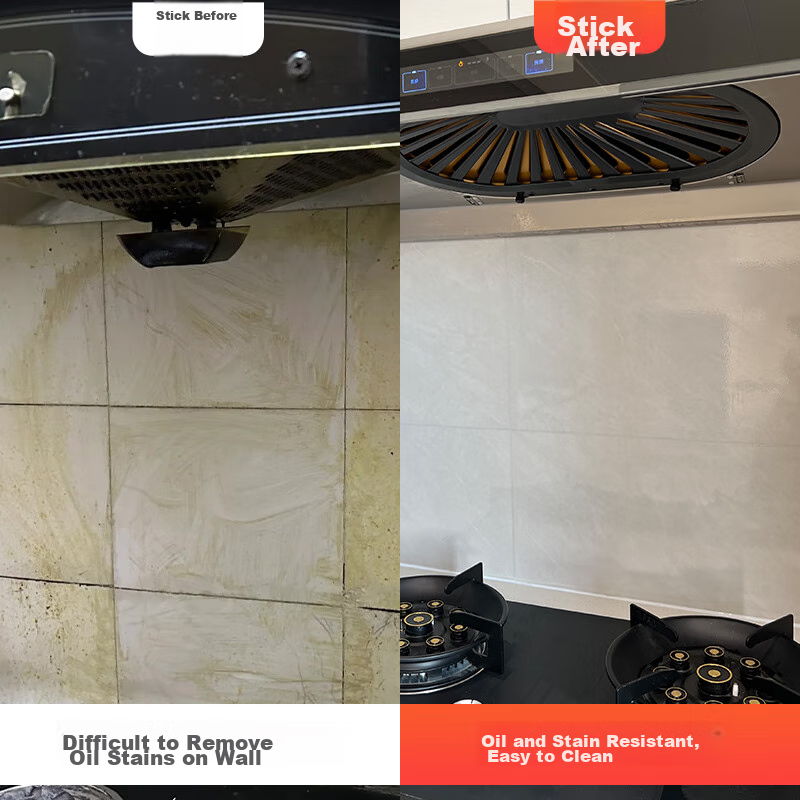 Xiruo Kitchen Oil-Proof Sticker, Thickened Waterproof Heat-Resistant Transparent Ceramic Tile Wall Range Hood Static Cling Countertop Protective Film