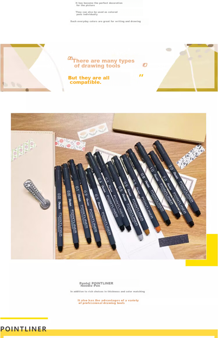 Pentel 0.05mm Water-Based Drawing Needle Pen, Art Drawing Outlining Pen, Comic Design Line Pen S20P-05A 9