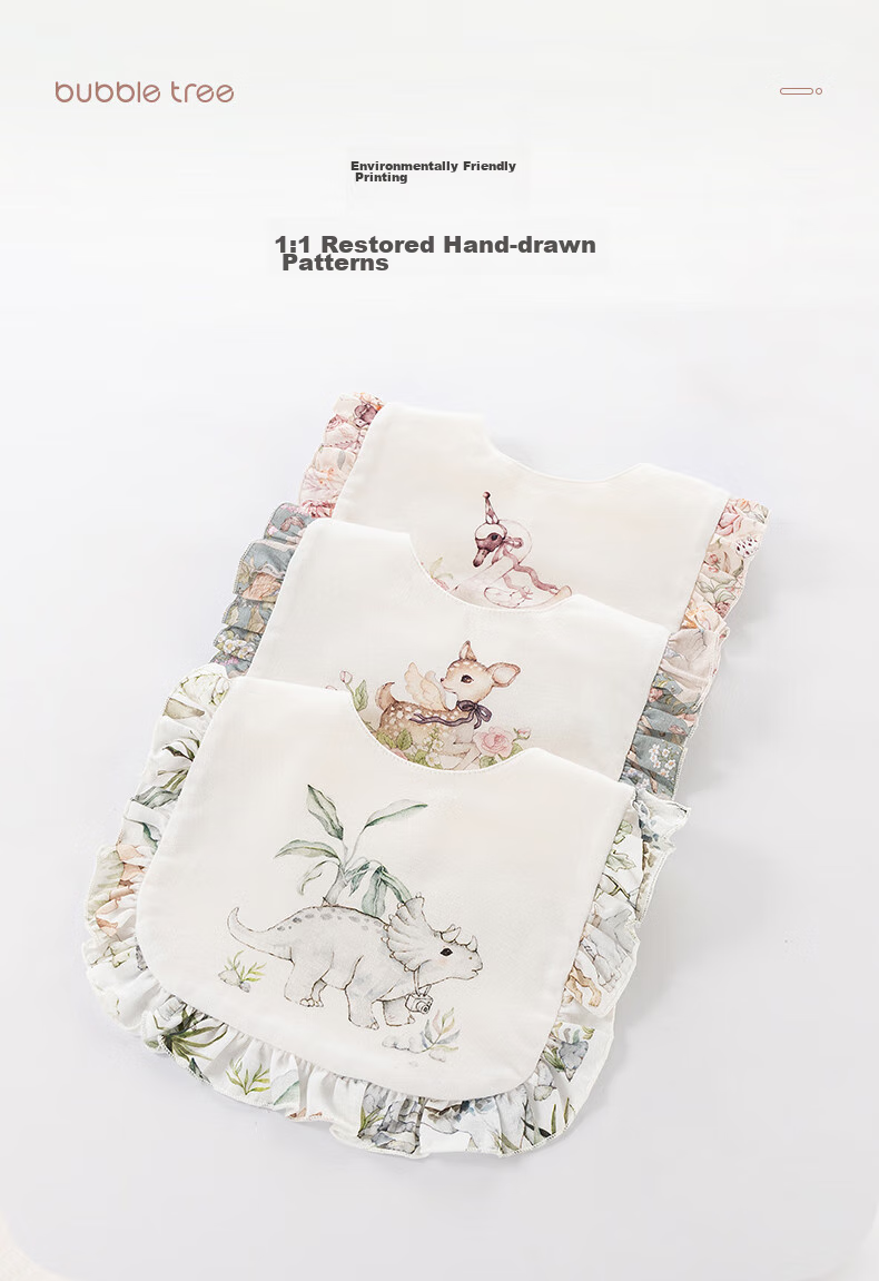 BUBBLE TREE Newborn Baby Cotton Bib Waterproof Anti-Spit-Up Petal Bib 28x30cm 8