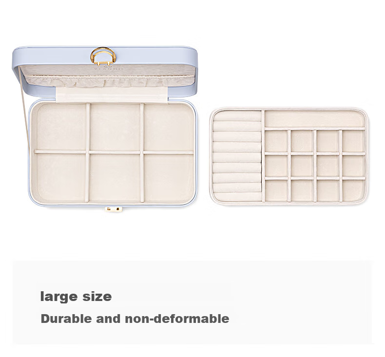 VLANDO Portable Double-Layer Lockable Jewelry Box, Travel Anti-Oxidation Earring Necklace Storage Box, High-End Luxury Mid-Autumn Festival Gift 14