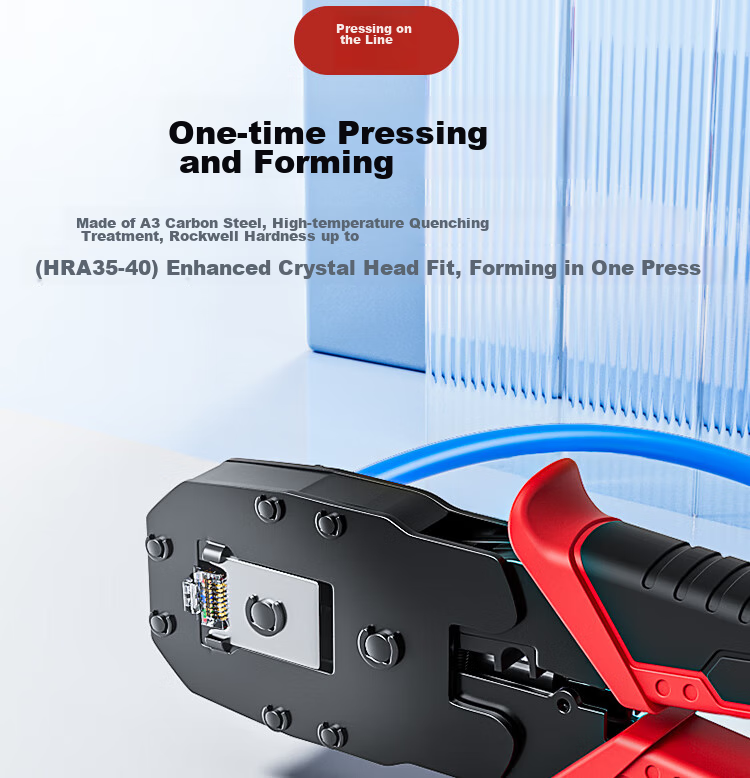 ZLEUE Network Cable Crimper, Wire Stripper And Cutter for Network And Telephone Cables, 4P6P/8P RJ45 Connectors, Multi-Functional Spring Tool for Professional Category 6 Cable Crimping And Termination, W103 9