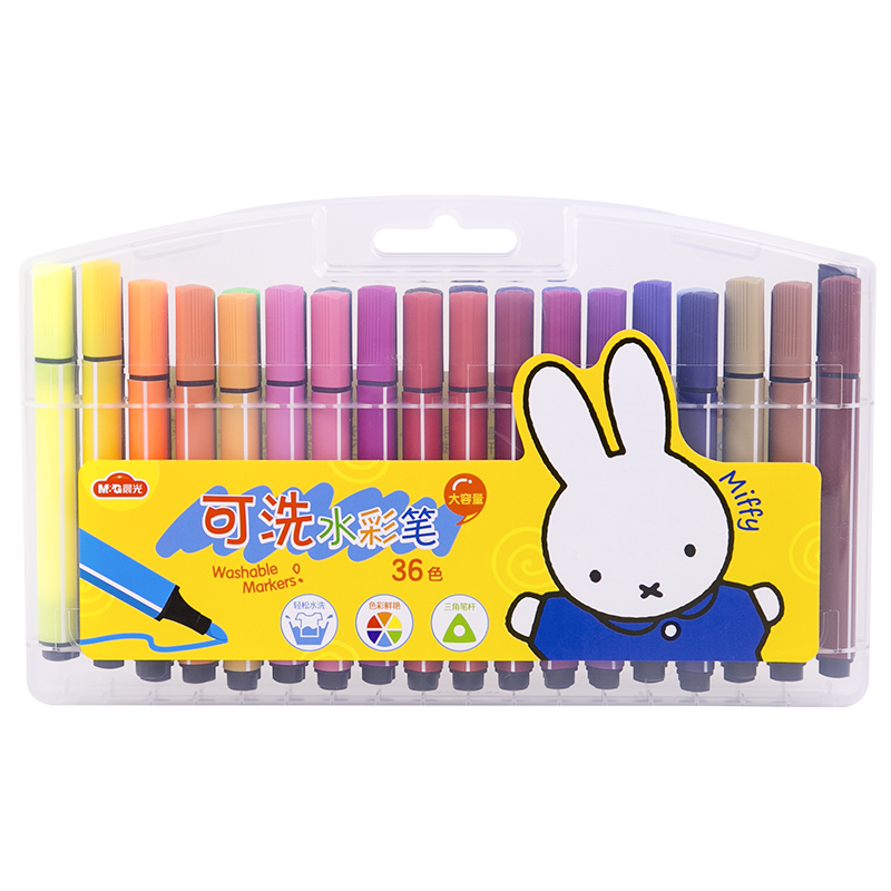 M&G Stationery, 36-Color Triangular Large-Capacity Watercolor Pens, Washable for Kindergarten, Children's Drawing, Miffy Birthday Gift, FCP90198