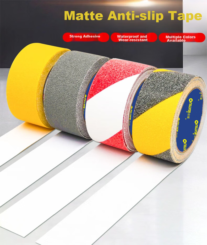Oumai Frosted Non-Slip Tape PVC Safety Warning Anti-Slip Tape Stair Floor Sticker Step Anti-Slip Strip Floor Tile Anti-Slip Frosted Tape 5cm*5m Black And Yellow 1 Roll 1