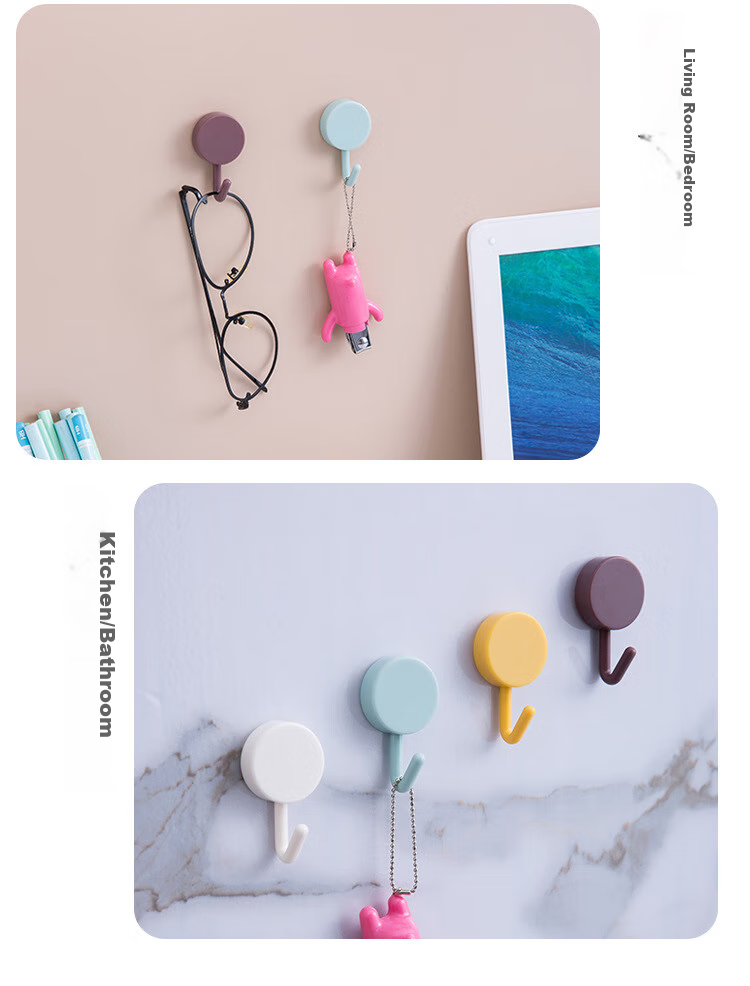 MENGTING Adhesive Hooks, Strong Adhesive No Drilling Required, Bathroom Kitchen Wardrobe Hooks, 10 Pieces 6