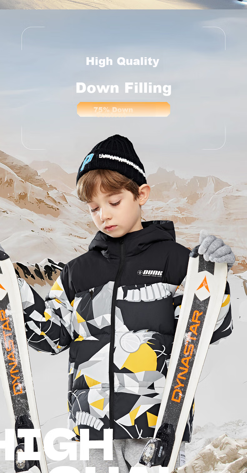 361° Kids Down Jacket 2025 Winter Boys Hooded Thickened Windproof Warm Coat Black 140 5